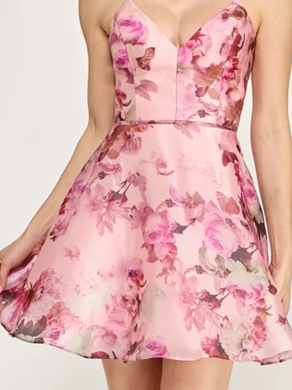 Seni & Cade Pink Floral Satin Lace-Up Back Mini Dress Size Small